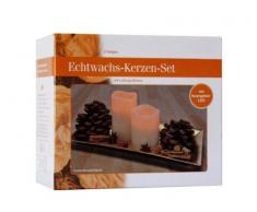 55030 - 2 Große LED - Echtwachts - Kerzen Stumpenkerze Wachskerze Kerze mit Pustfunktion