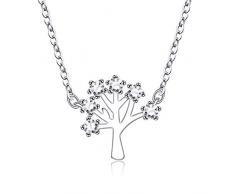 MSTOT Sterling Silber Wünscht Kleine Baumkette, Neujahrsgeschenk Mit Diamantanhänger