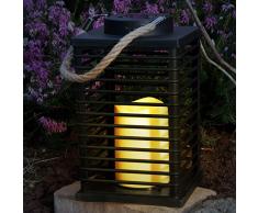 Grafner® LED Solar Laterne mit Kerze | täuschend echt | mit Flacker-Effekt | zum hängen oder stehen | Hängelaterne