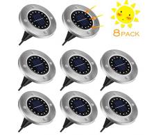 Solarleuchten Garten,VIFLYKOO Solar Bodenleuchten Aussen IP65 Wasserdicht Garten Landschaft Orange Gelb Beleuchtung Edelstahl Außenleuchte für Lawn Pathway Patio Garden - 8 Stück