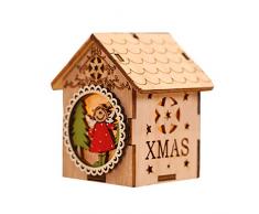 About1988 LED Haus Lichterbogen Lichtersockel Schwibbogen, LED Weihnachtsdeko Holz beleuchtet, Beleuchtete Weihnachtsdeko Weihnachtsdorf Lichterhaus Fensterdeko Wald Thema (B)