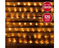 LED-Lichternetz für den Innen- und Außenbereich, 1,5 x 2 m, 8 Modi, ideal für Outdoor/Weihnachten/Party-Dekoration, 120 LEDs