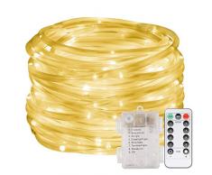 LED Lichterschlauch 10M 100 LED Licht mit 8 Modi Innen und Außenbereich Lauflichter für Saal, Garten, Weihnachten, Hochzeit, Party - Warmweiß Lichtschläuche (Warmweiß)