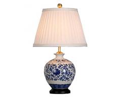 Fine Asianliving Chinesische Tischlampe Porzellan mit Lampenschirm E27 Orientalische Tischleuchte Keramik Nachttischlampen Schlafzimmer Wohnzimmer