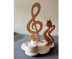 Teelichthalter, Handarbeit Holz, Leuchter, Tischdeko, Tischschmuck, Katzenfan, Holzkunst deko