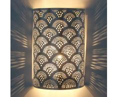 Orientalische Wandlampe marokkanische Wandleuchte Aya H30 x B 20 cm Silber | Echt versilberte Messing-Lampe | Prachtvolle Wandbeleuchtung für tolle Lichteffekte wie aus 1001 Nacht | AWL1200
