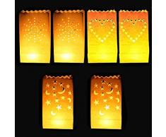 DECARETA 30 Stück Papier Lichttüten weiße Kerzentüten Candle Bags für Dekoration, Geburtstag, Weihnachten, Straßenfest, Hochzeit