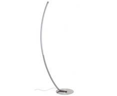 Briloner Leuchten LED Stehlampe, Bogenleuchte, Stufenlos Dimmbar, 1200 Lumen, Metall, 12 W, Matt-Nickel, 148 x 56 x 30 cm