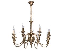 MW-Light 614010608 Klassischer Kerzen Kronleuchter in Messing 8 Armig Wohnzimmer