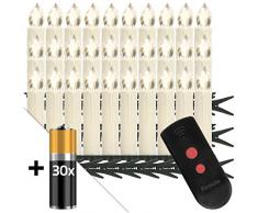 Homelux 30 LED Weihnachtskerzen, Christbaumkerzen, Weihnachtsbeleuchtung inkl. Batterien, Fernbedienung, Licht Warmweiß, Kabellos, Cremefarben