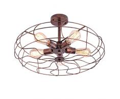 DEJ Deckenlüster-Kronleuchter Antiker Beleuchtung des Retro- Industriellen Ventilatorleuchter-Schmiedeeisens Halb Eingebetteten mit 5 Lichtern