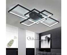 Wohnzimmerlampe Modern LED Decke Dimmbar Acryl Lampenschirm Deckenleuchte Chic Eckig Designer-Lampe Esszimmer Esstischlampe Fernbedienung Deko Deckenlampe Pendelleuchte Küche Landhaus Flur Leuchten