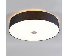 QAZQA Deckenleuchte, Design Moderne Drum 70, rund, Schwarz, Glas, Metall, Stoff, rund, geeignet für LED 6 x E27 Max. 40 W