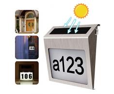 Solar Türschilder Wegeleuchten Zeichen Licht Hausnummer Plaque LEDs Türschild 0-9 Anzahl Buchstaben Tags Street Stencil Lampe Auto Lichtsensor Wasserdicht Wireless Anti-Korrosions-Plaque für House
