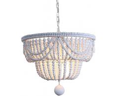 Cafe Kronleuchter Holzleuchter, Victorian großer antiker hölzerner Kronleuchter Lampenschirm mit Holzperle Anhängern, einschließlich E14 Birne, Holz Kronleuchter for Hochzeiten, einfach im Wohnzimmer