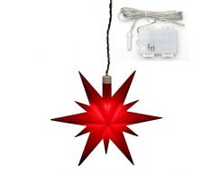Dekohelden24 Weihnachtsstern aus Kunststoff in rot, für Innen und Außen geeignet, inkl. LED Beleuchtung und 6h Timer, für Batteriebetrieb. Maße L/B/H: 13,5 x 5,5 x 12 cm.