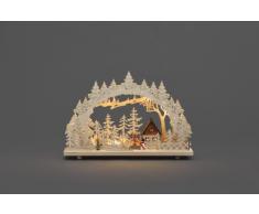 Konstsmide 2828-100 LED Holzleuchter Wald, naturfarbenes Holz / für Innen (IP20) / 4.5V Innentrafo / Batteriebetrieben: 3xAA 1.5V (exkl.) / 10 warm weiße Dioden / transparentes Kabel