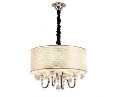 Modern Kristallleuchter K9 Kristall Pendelampe Stoff Kreative lampenschirm Pendelleuchte Schlafzimmer Hängelampe hochwertigem Kronleuchter Innenbeleuchtung Dekoration leuchtung 4*E14 Φ45*32cm