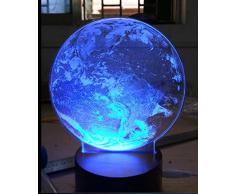 3D LED optische Illusion Lampe Nachtlicht, SUAVER USB 3D Schreibtischlampe LED kreative Lampe Acryl Panel & Holz Basis Dekoration Licht für Weihnachten Geburtstag Geschenke (Erde)
