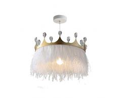 Mädchen Schlafzimmer Hängende Beleuchtung E27 Nordic Kreativ Kristall Feder Während Der Lampe Messing-finish Deckenleuchte Zu Bar Kindergarten Dekoration Weiß 40cm(16inch)