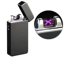 PEARL Lichtbogenfeuerzeug: Elektronisches Feuerzeug mit doppeltem Lichtbogen, Akku, USB, schwarz (Plasma Feuerzeug)