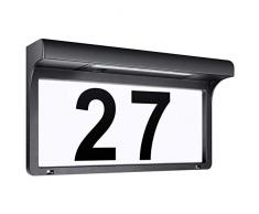 ZMK-720 Hausnummer Solar Light LED Hausnummernleuchte Home Türnummer Straße Plaque-Lampe wasserdicht Wireless Garten-Tür dekorative Lampe (Emitting Color : White)