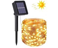 flintronic Solar Lichterketten, 10M 100 LED Solar Lichterkette Aussen IP64 Wasserdicht, 8 Modi Lichterkette Außen für Garten, Bäume, Terrasse, Weihnachten, Hochzeiten, Partys - Warmweiß