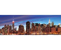 Mendler LED-Bild, Leinwandbild Leuchtbild Wandbild, Timer ~ 120x40cm New York, flackernd
