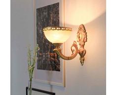 Festliche Wandleuchte in Messing glänzend Jugendstil E27 bis 60 Watt 230V Wandlampe aus Zink & Glas Wohnzimmer Schlafzimmer Flur Lampen Leuchte innen