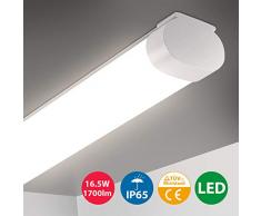 Oeegoo Led Feuchtraumleuchte 60cm, IP65 Wasserdichte Deckenleuchte Wannenleuchte, 16.5W 1700Lm (100Lm/W) Led Röhre für Garage Keller Bad Werkstatt Feuchtraum Warenhaus Neutralweiß 4000K