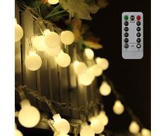 80 Leds Globe Lichterkette 10 Meter, Tomshine Warmweiße Kugel Lichterkette mit IR Fernbedienung, Batteriebetriebene/IP44 Wasserdicht