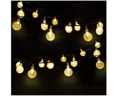 LED Solar Lichterkette Kristall Kugeln 4.5 Meter 30er Warmweiß, Mr.Twinklelight Außerlichterkette Deko für Garten, Bäume, Terrasse, Weihnachten, Hochzeiten, Partys, Innen und außen