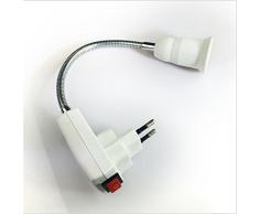 E27 Lampensockel Halter Erweiterung LED Steckdosenlampe Schalter Wandleuchte Flexibel Glühbirne Basis Konverter Adapter Leuchte mit Ein/Aus Schalter tragbar Weiß (1 Stück)
