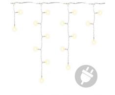 400 LED Lichterkette Eisregen Eiszapfen warm weiß Außen Weihnachtsbeleuchtung Xmas transparentes Kabel Gesamtlänge 17,80 m Zuleitung 10 m Strangabstand 9 cm mit Netzteil Trafo