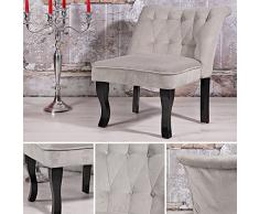 Melko Sessel Design Esszimer grau + Nackenrolle Barock Lehnstuhl Wohnzimmer Stuhl silb