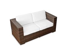 XINRO® (2er Polyrattan Lounge Sofa - Gartenmöbel Couch Bank Rattan - durch andere Polyrattan Lounge Gartenmöbel Elemente erweiterbar - In/Outdoor - handgeflochten - braun