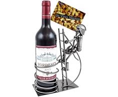 BRUBAKER Weinflaschenhalter Flaschenständer Feuerwehrmann auf Leiter Deko-Objekt Metall mit Grußkarte für Weingeschenk