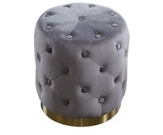 Invicta Interior Edler Samt Hocker MODERN BAROCK Chesterfield dunkelgrau Gold Sitzhocker Fußhocker Samtstoff