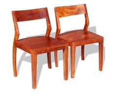 Festnight 2x Esszimmerstühle Holzstuhl Küchenstuhl Massives Akazienholz Sheesham