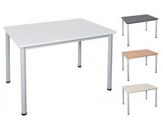 Schreibtisch in verschiedenen Größen und Farben graues Metallgestell Konferenztisch Besprechungstisch Arbeitstisch Universaltisch Bürotisch Verkaufstisch (B: 160 cm x T: 80 cm, Weiß)