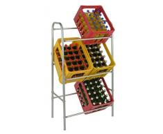Kistenregal Flaschenkasten - Regal Ständer für bis zu 6 Kisten, Farbe silber / grau