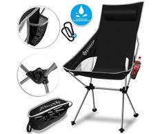 Kesser® Campingstuhl faltbar klappbar mit hoher Rückenlehne tragbar Angel Stuhl Camping Stuhl Faltstuhl bis 120 kg Strandstuhl Angelstuhl Klapphocker mit Getränkehalter, Outdoor Stuhl, Grau