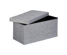 Relaxdays Faltbare Sitzbank XL, mit Stauraum, Sitzcube mit Fußablage, Sitzwürfel als Aufbewahrungsbox, 38x76x38 cm, grau