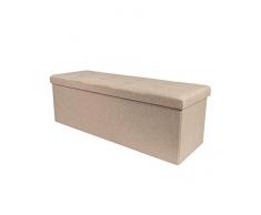 Theo&Cleo Leinen Faltbarer Sitzbank,Sitztruhe,Sitzhocker mit stauraum,Sitzkasten Fußhocker für Büro Wohnzimmer Schlafzimmer,114 x 38 x 38cm(Beige)