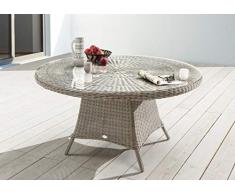 Destiny Tisch Luna Vintage Weiß 120 cm Gartentisch Polyrattan Geflechttisch Esstisch
