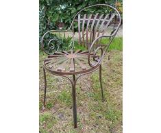 Casa Padrino Schmiedeeisen Gartenstuhl mit Armlehnen Ø 46 x H. 94 cm Jugendstil Gartenmöbel, Farbe:Vintage rot