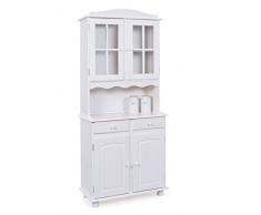 Inter Link Buffet Vitrinenschrank Küchenschrank Geschirrschrank Esszimmerschrank Kiefer Massivholz Weiss lackiert