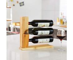 Decopatent Design Weinregal aus Bambus für 3 Flaschen Wein - Design Weinflaschenregal/Flaschenregal
