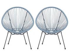 Lounge Sessel Veracruz | Acapulco Stuhl | 2er Set Hellblau/Grau | Gartensessel | Gartenstuhl | Witterungsbeständig | Sitzfläche aus Polyrattan | Für Innen Und Außen