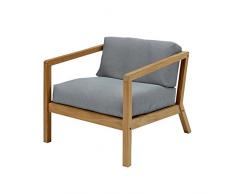 Skagerak Virkelyst Garten-Armlehnstuhl/Sessel, grau Barriere®Panama Gestell Teak inkl. Sitz-Rückenkissen